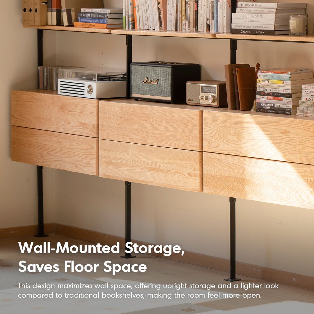 Industrial oak wood wall mounted display shelf shelfix in real life style.