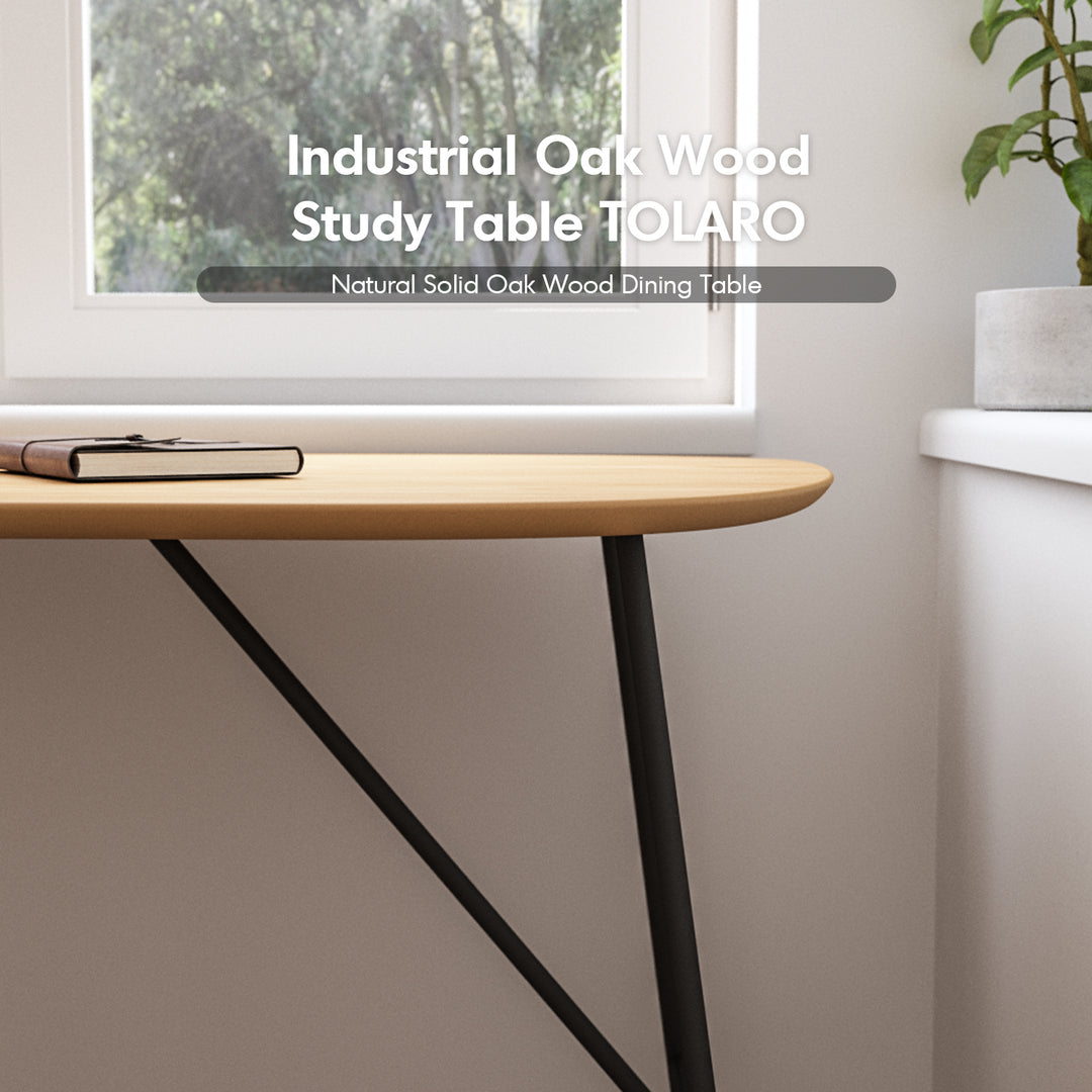 Industrial wood study table tolaro material variants.