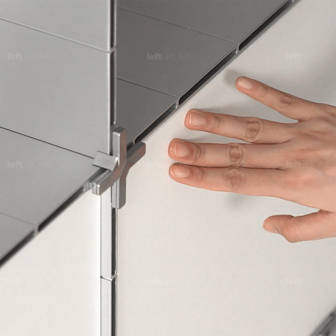 Industrial aluminium side cabinet cube in real life style.