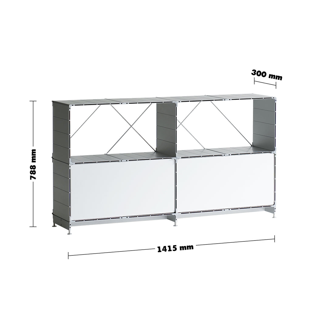 Industrial aluminium side cabinet cube size charts.