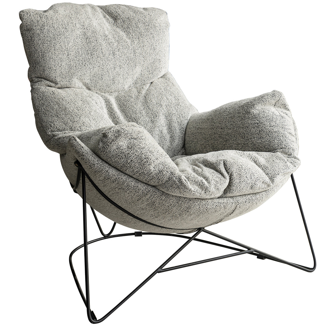 Industrial mixed weave fabric 1 seater sofa chair pomp in white background.