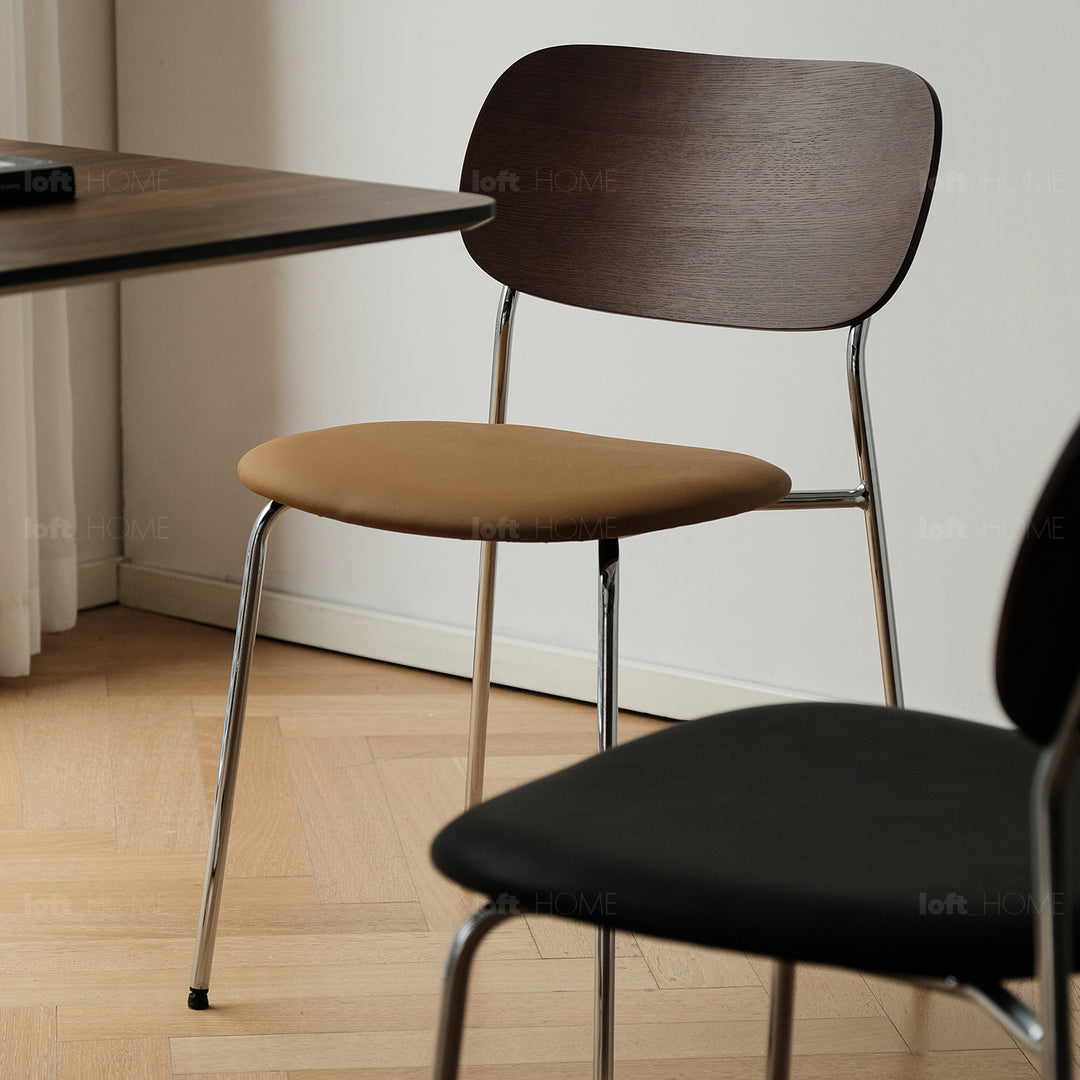 Industrial pu leather dining chair nika in still life.