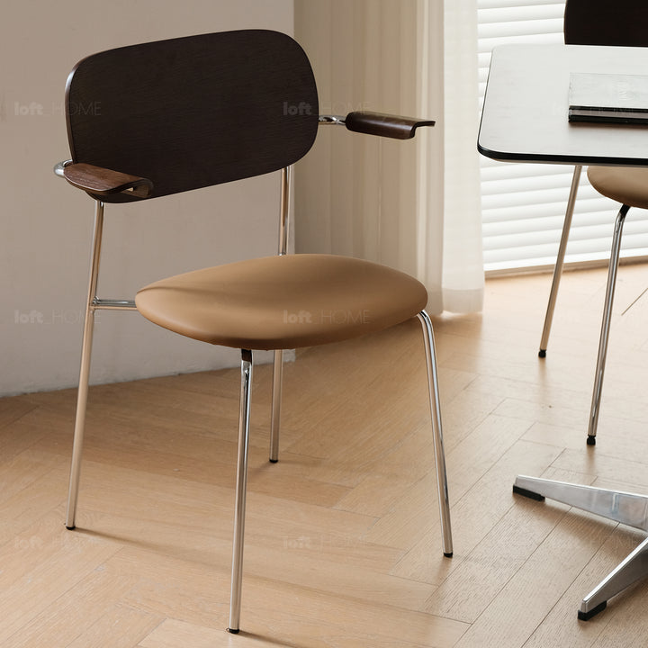 Industrial pu leather dining chair with armrest nika situational feels.