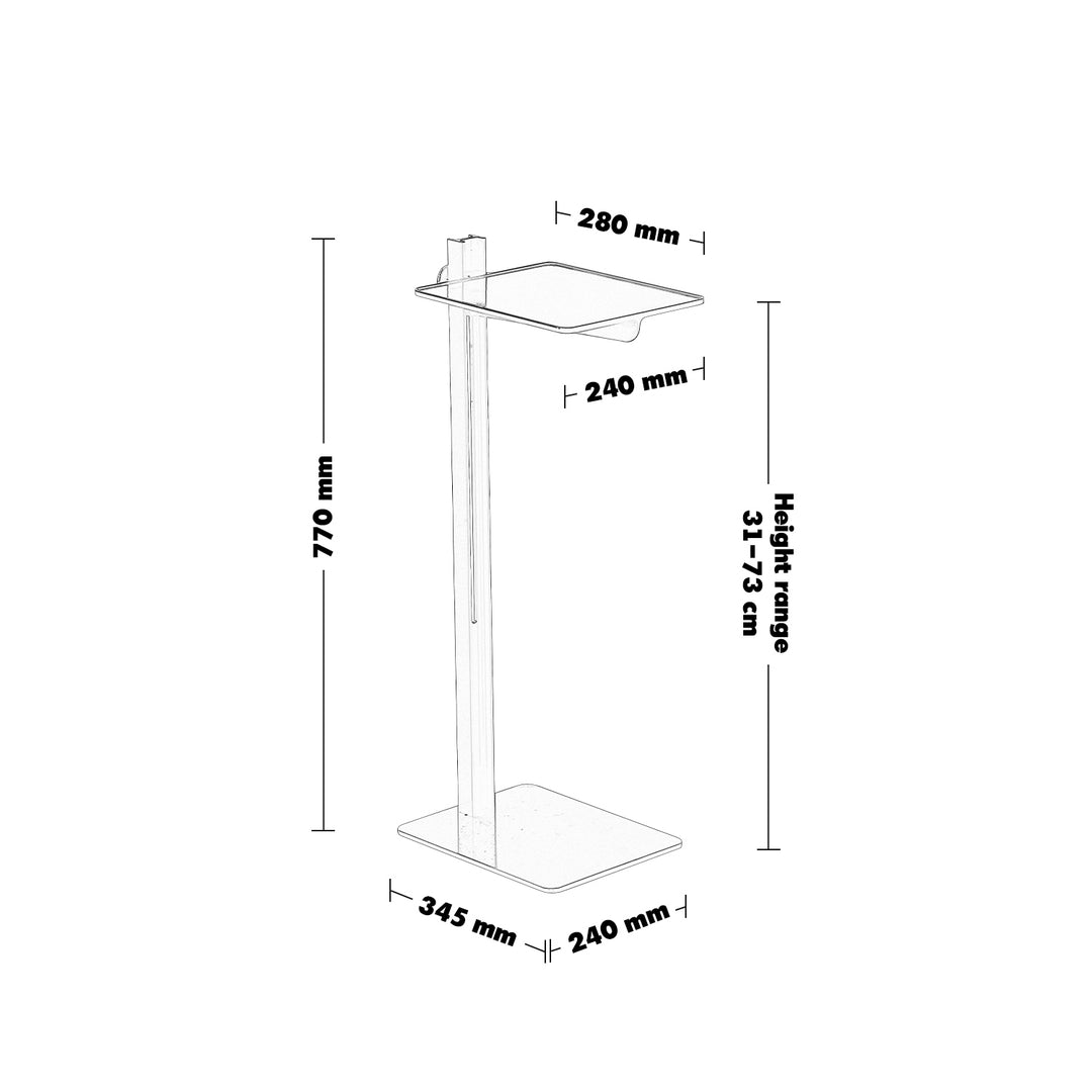 Industrial steel side table string size charts.