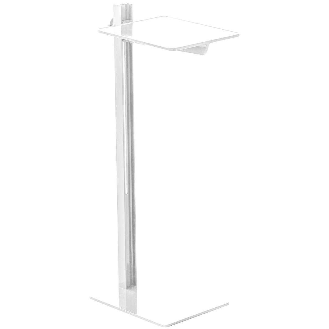 Industrial steel side table string layered structure.