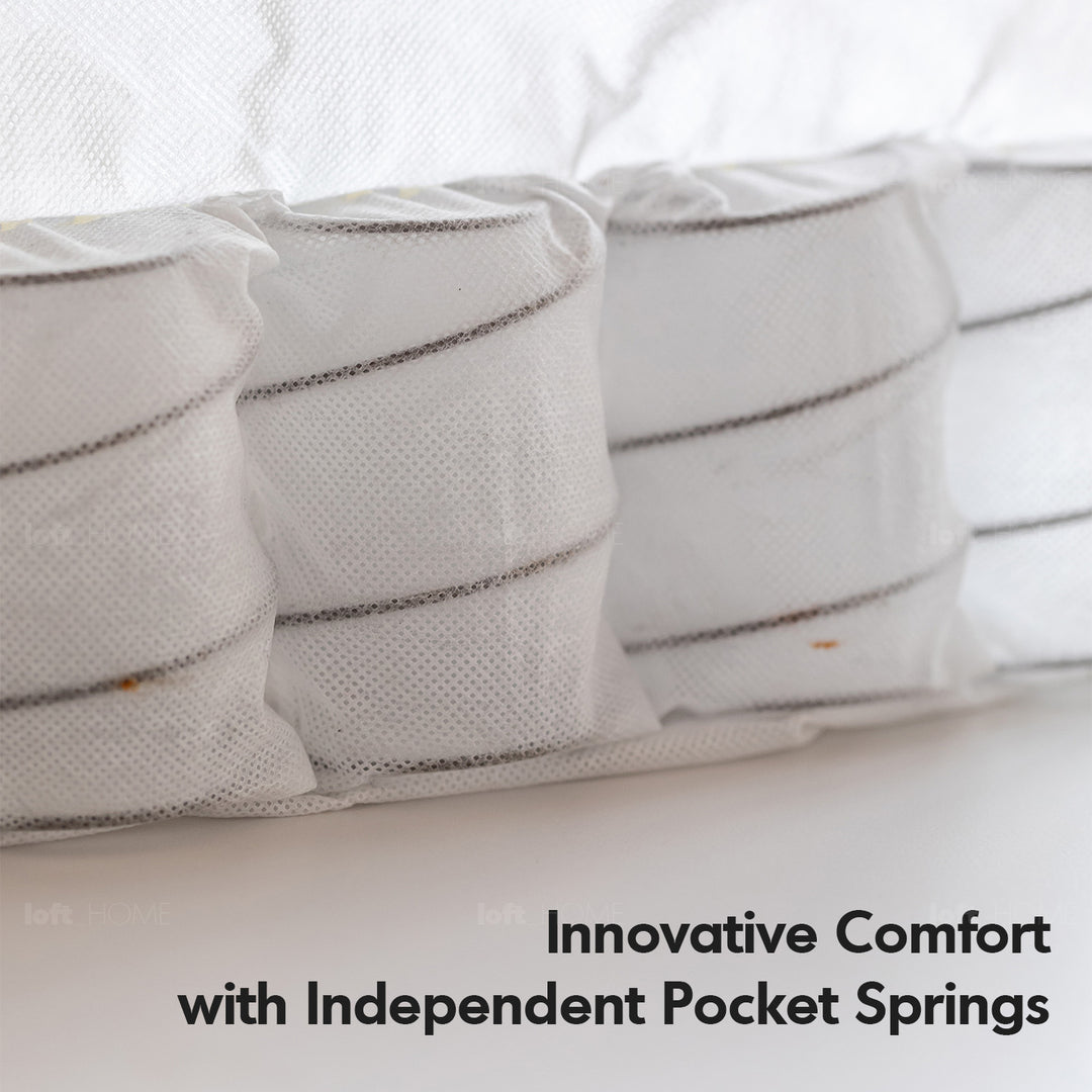 Japandi boucle fabric pine wood storage 4 seater sofa kangaroo detail 6.