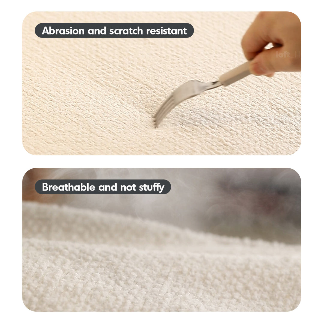 Japandi boucle fabric pine wood storage 4 seater sofa kangaroo detail 14.