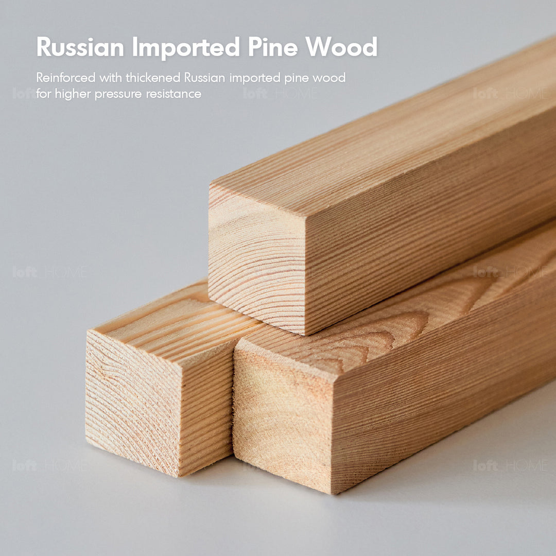 Japandi boucle fabric pine wood storage 4 seater sofa kangaroo detail 17.