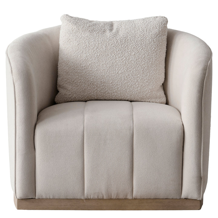 Japandi cotton fabric 1 seater sofa panna with context.