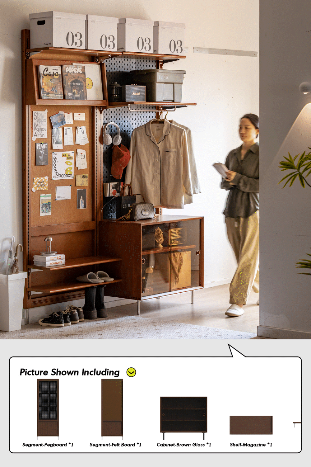 Vintage Boxwood Modular Hanging Wall Shelf System MUSE ENTRYWAY