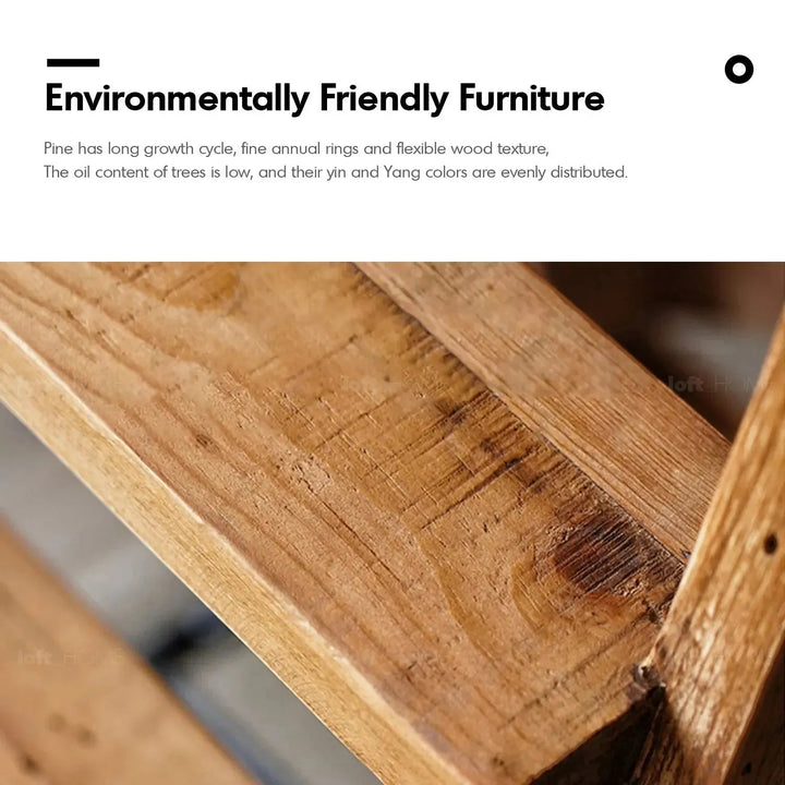 Rustic elm wood ladder elevate elm in panoramic view.