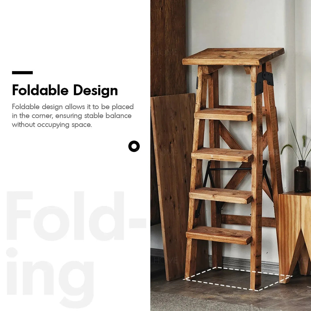 Rustic elm wood ladder elevate elm with context.