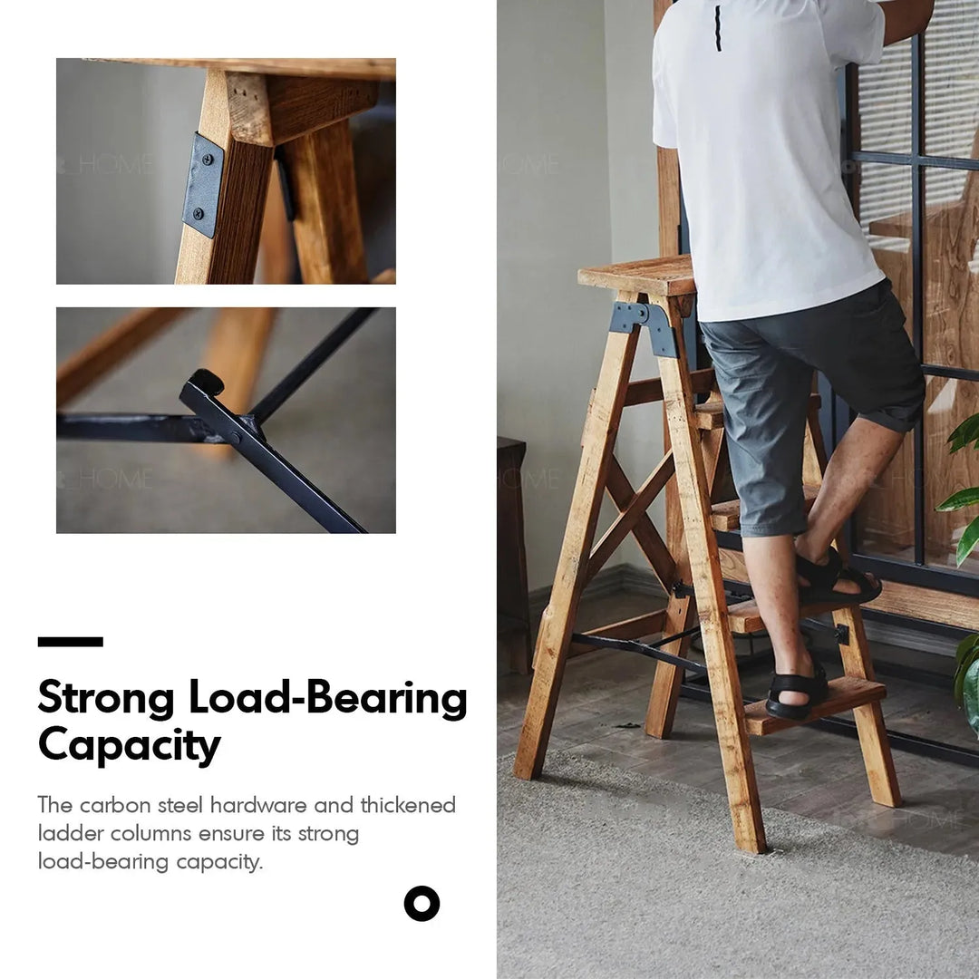 Rustic elm wood ladder elevate elm in details.