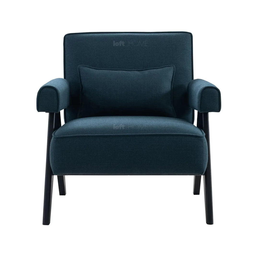 Japandi mixed weave fabric 1 seater sofa azur color swatches.