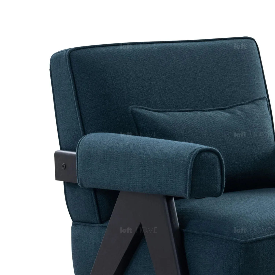 Japandi mixed weave fabric 1 seater sofa azur in real life style.