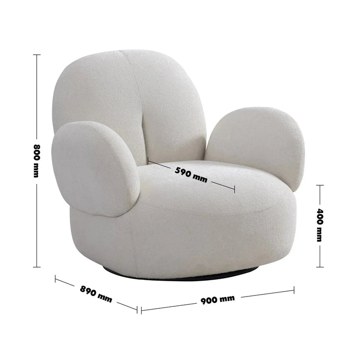 Cream boucle fabric revolving 1 seater sofa boucle size charts.