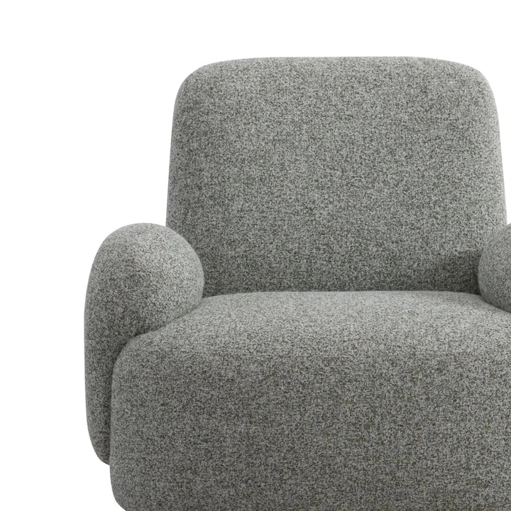 Cream mixed weave fabric revolving 1 seater sofa parapet in real life style.