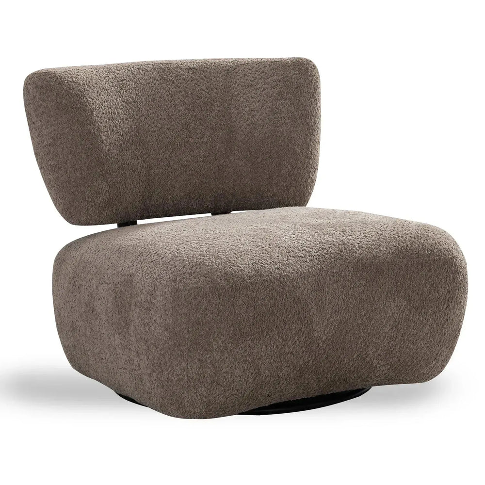 Cream sherpa fabric revolving 1 seater sofa rite in white background.