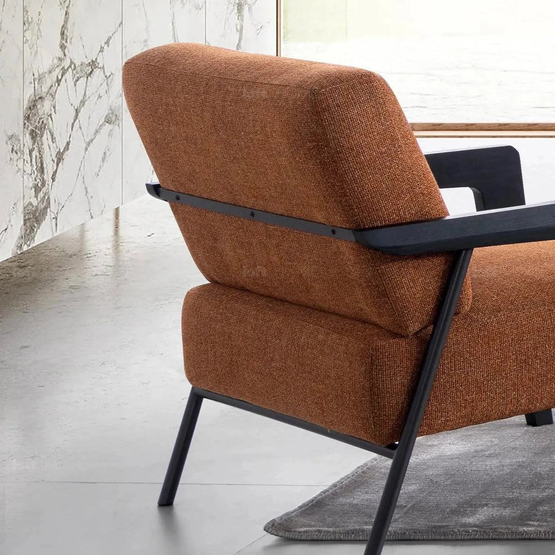 Modern mixed weave fabric 1 seater sofa sempre in close up details.