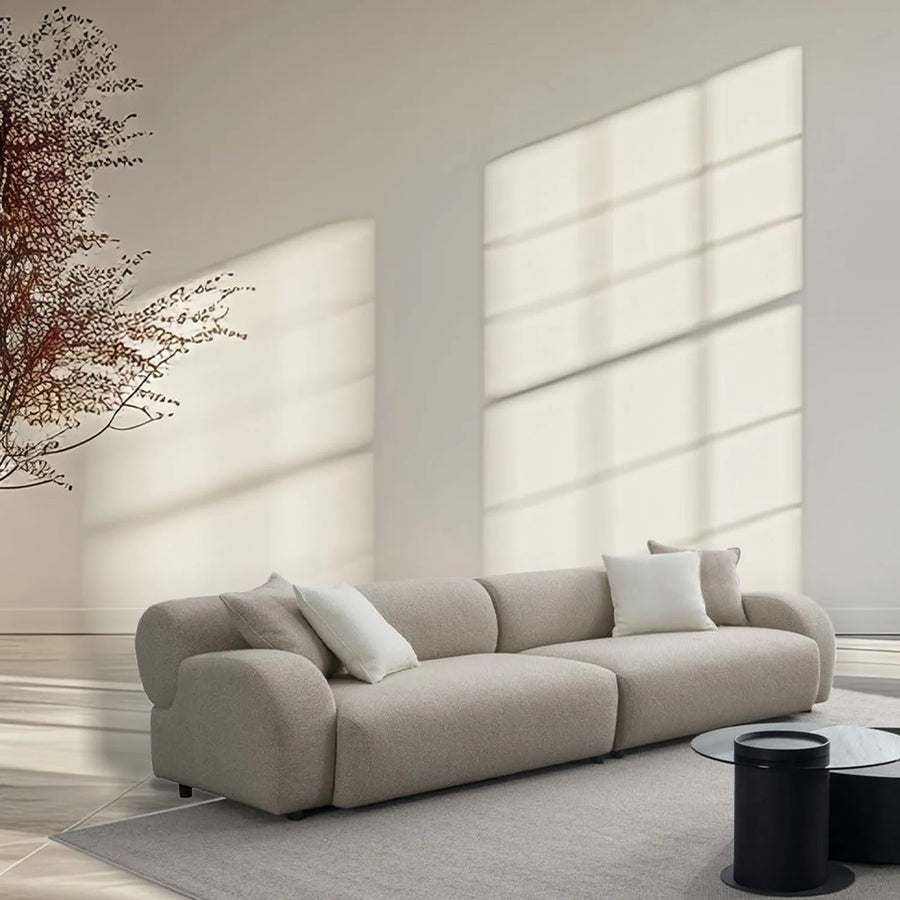 Modern mixed weave fabric 4 seater sofa ench primary product view.