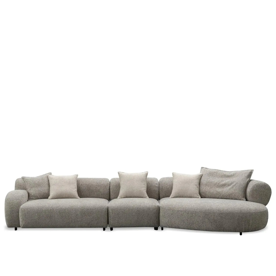 Modern mixed weave fabric l shape sectional sofa ench 4+l in white background.