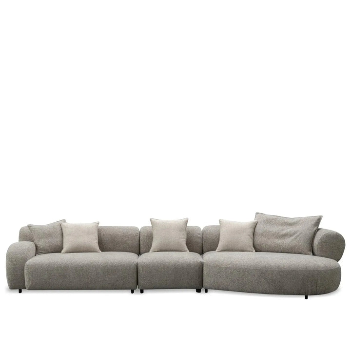 Modern mixed weave fabric l shape sectional sofa ench 4+l in white background.