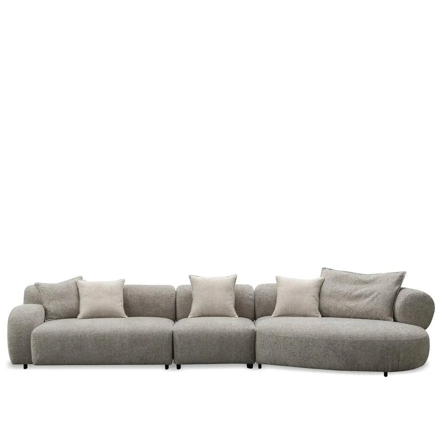 Modern mixed weave fabric l shape sectional sofa ench 4+l in white background.