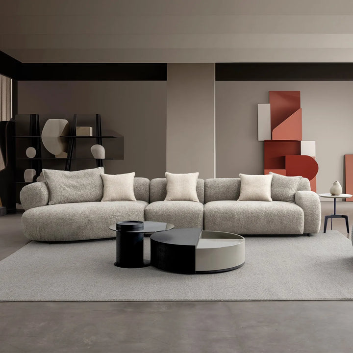 Modern mixed weave fabric l shape sectional sofa ench 4+l primary product view.