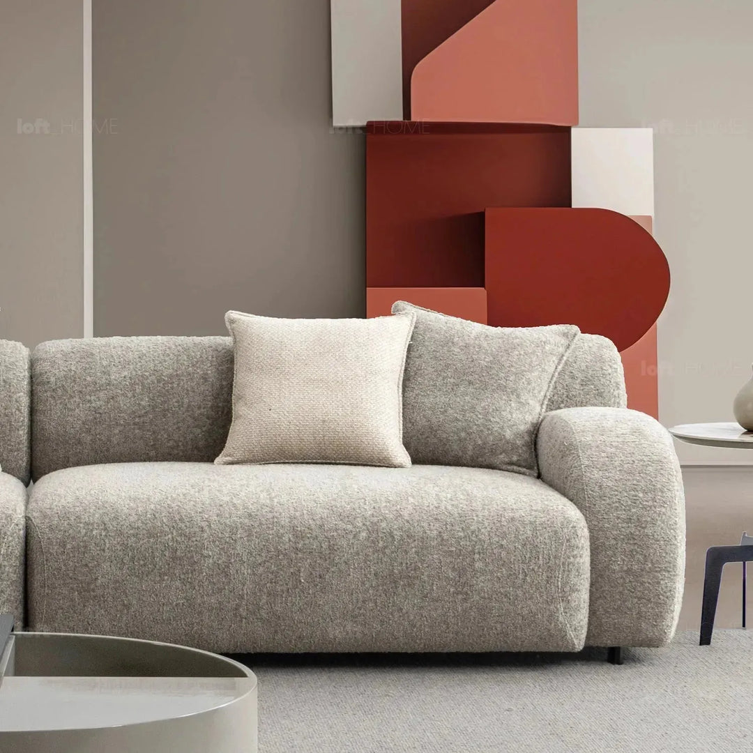 Modern mixed weave fabric l shape sectional sofa ench 4+l in close up details.