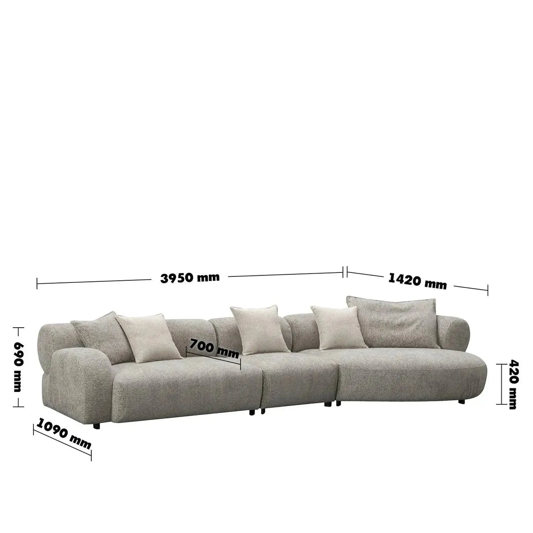Modern mixed weave fabric l shape sectional sofa ench 4+l size charts.