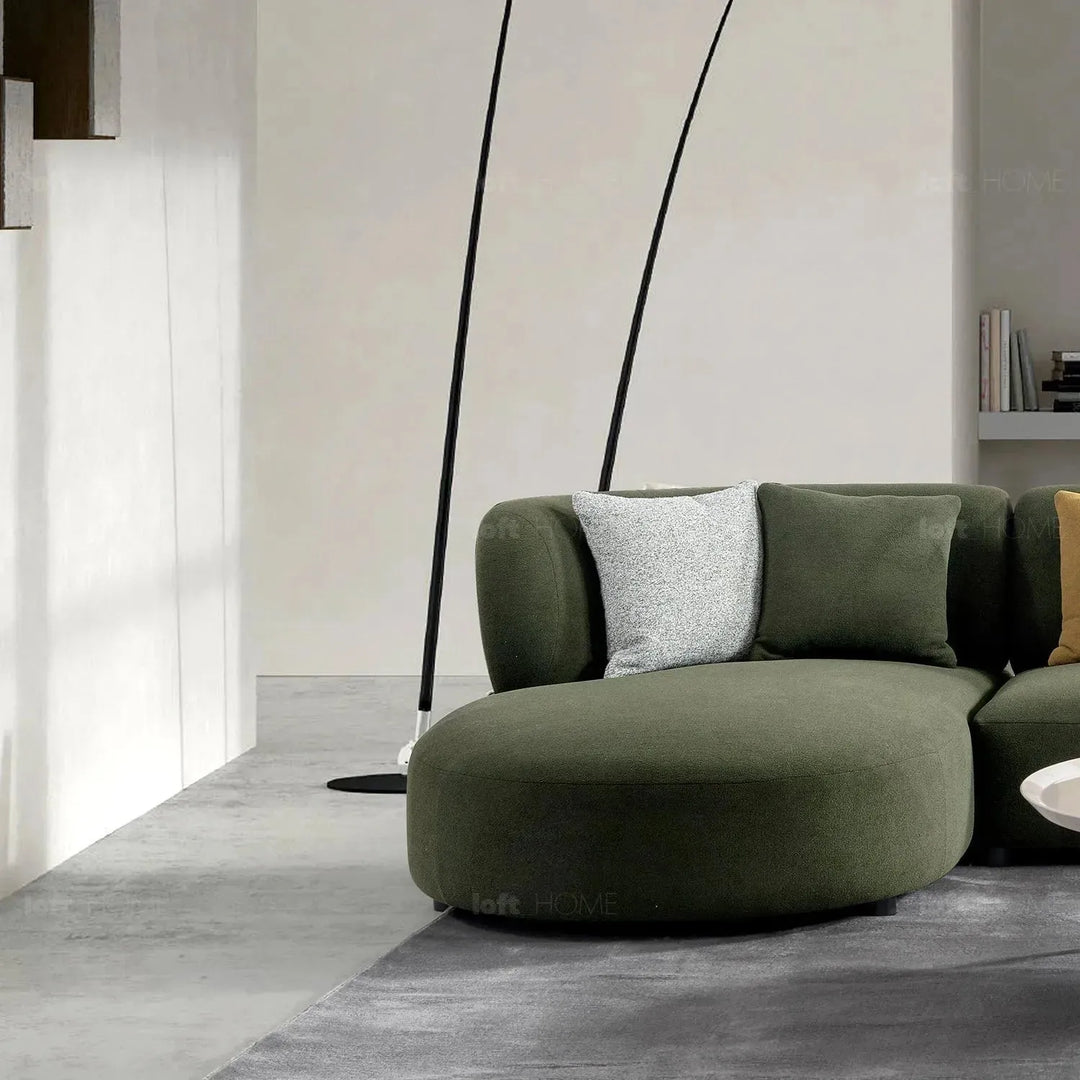 Cream fabric l shape sectional sofa fores 4+l in panoramic view.