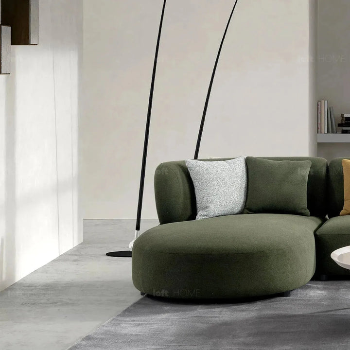 Cream fabric l shape sectional sofa fores 4+l in panoramic view.