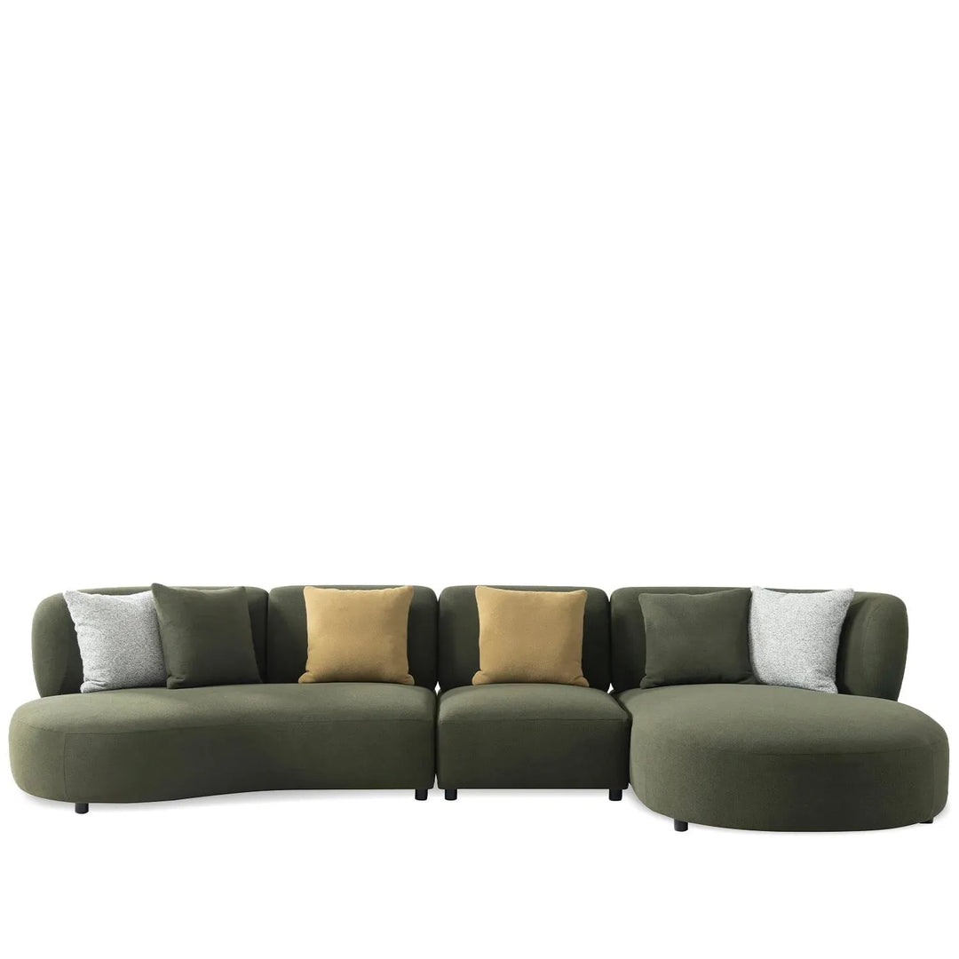 Cream fabric l shape sectional sofa fores 4+l in white background.