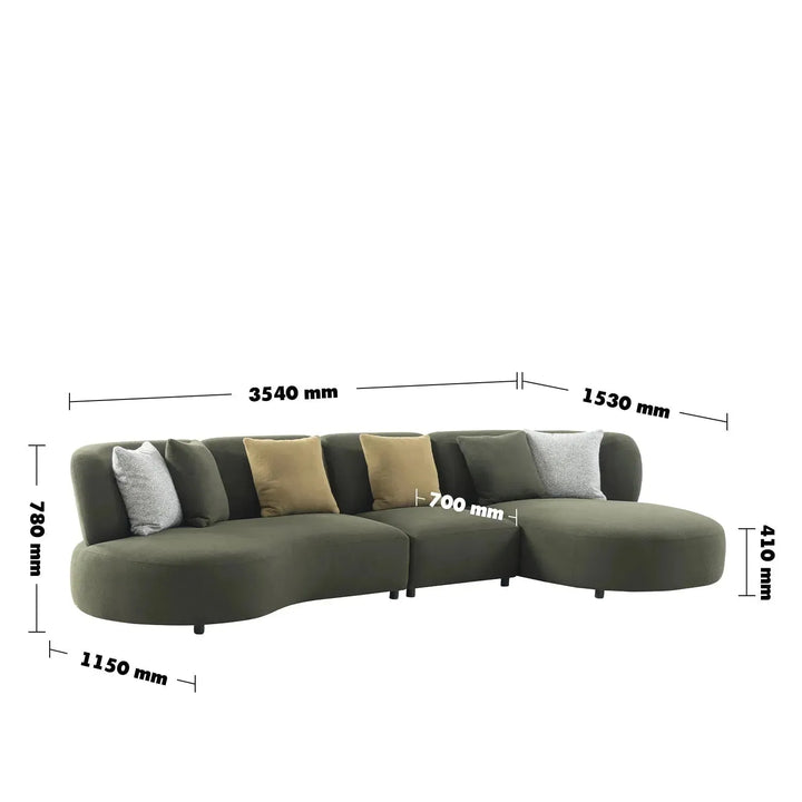 Cream fabric l shape sectional sofa fores 4+l size charts.