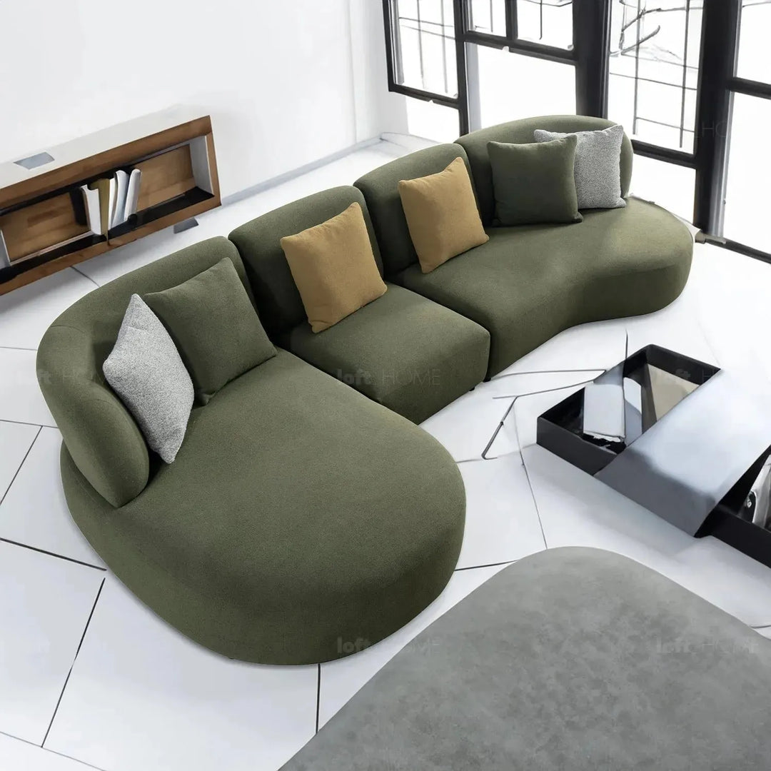 Cream fabric l shape sectional sofa fores 4+l with context.