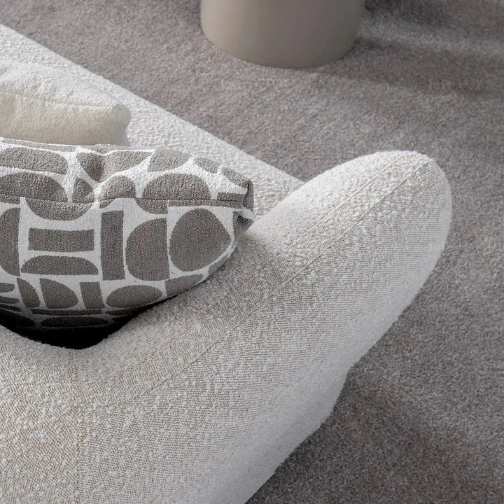 Cream sherpa fabric l shape sectional sofa luxe 3+l in panoramic view.