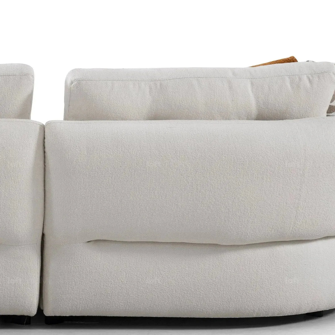 Cream sherpa fabric l shape sectional sofa luxe 3+l in close up details.