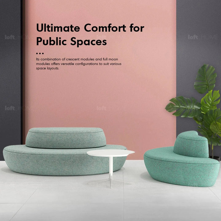 Contemporary fabric modular 3 seater sofa moon in still life.