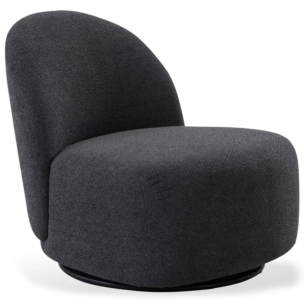 Cream mixed weave fabric revolving 1 seater sofa apse in white background.