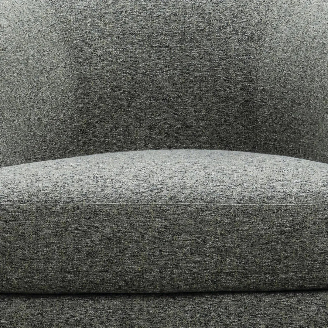 Modern mixed weave fabric revolving 1 seater sofa goyle in panoramic view.