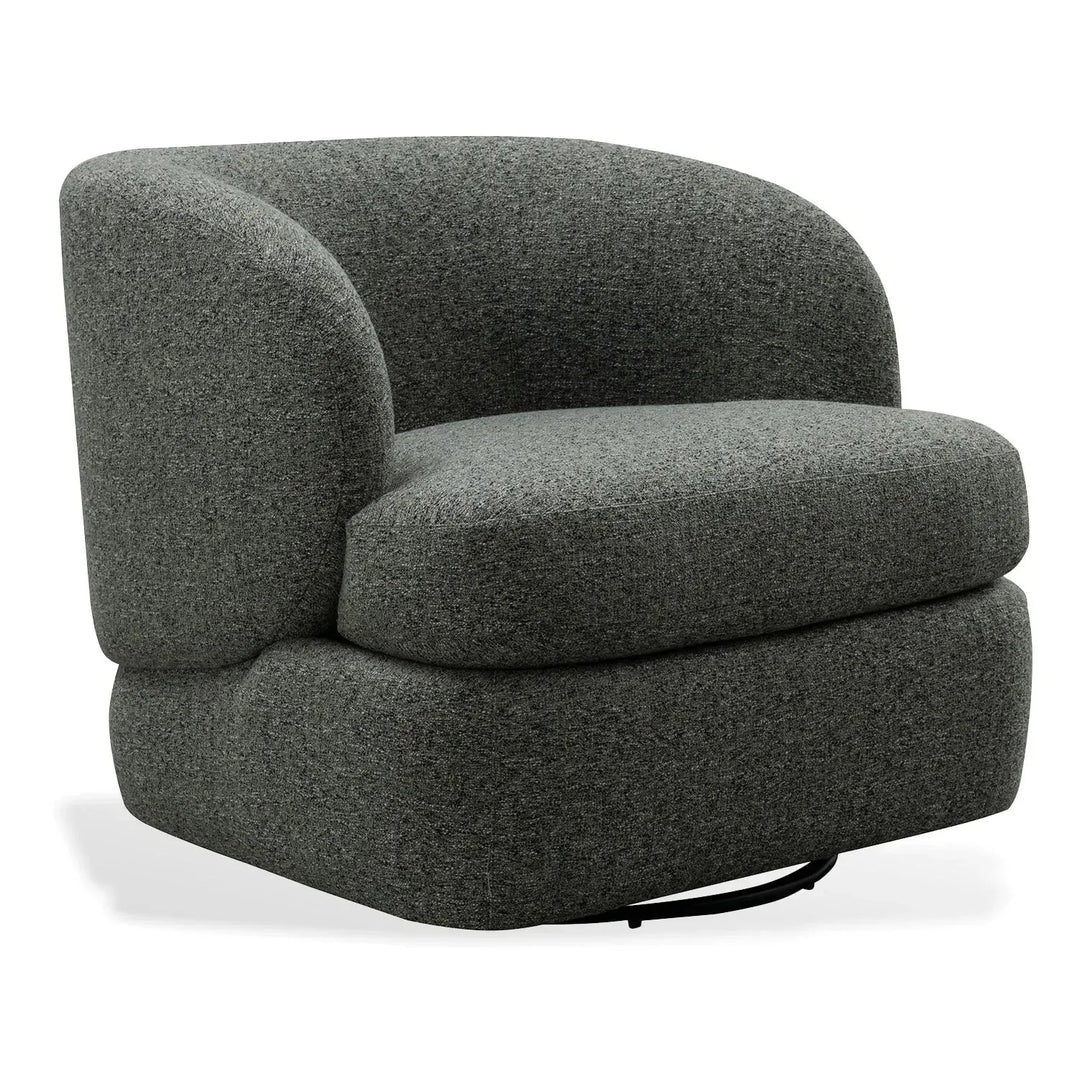 Modern mixed weave fabric revolving 1 seater sofa goyle in white background.