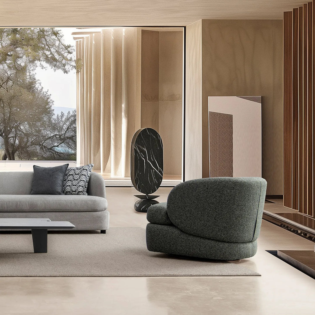 Modern mixed weave fabric revolving 1 seater sofa goyle primary product view.