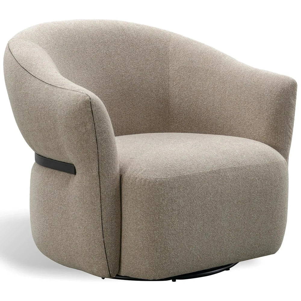 Modern mixed weave fabric revolving 1 seater sofa slate in white background.