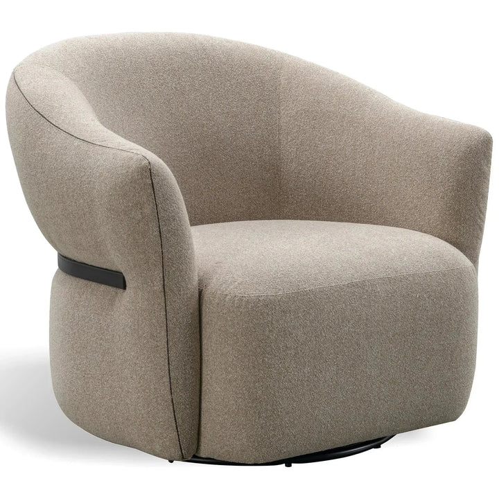 Modern mixed weave fabric revolving 1 seater sofa slate in white background.