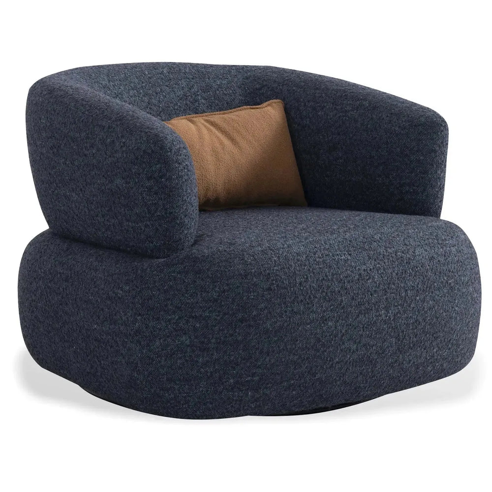 Cream boucle fabric revolving 1 seater sofa vance in white background.