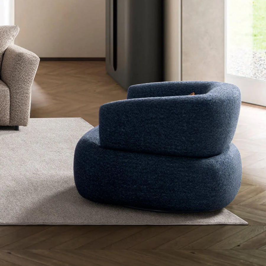 Cream boucle fabric revolving 1 seater sofa vance primary product view.