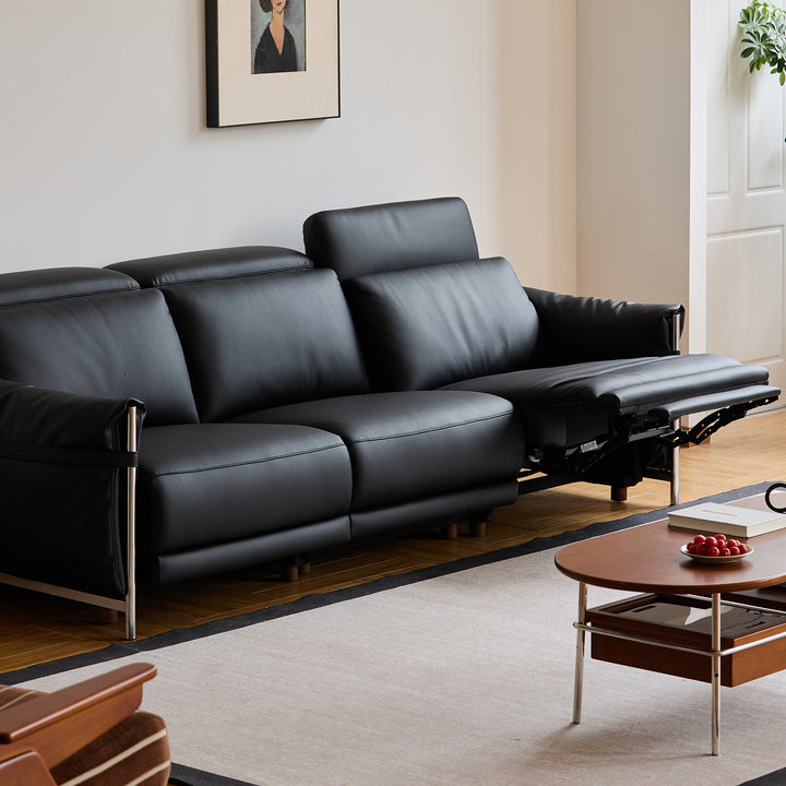Minimalist Microfiber Leather electric recliner 3 seater sofa calmera primary product view.