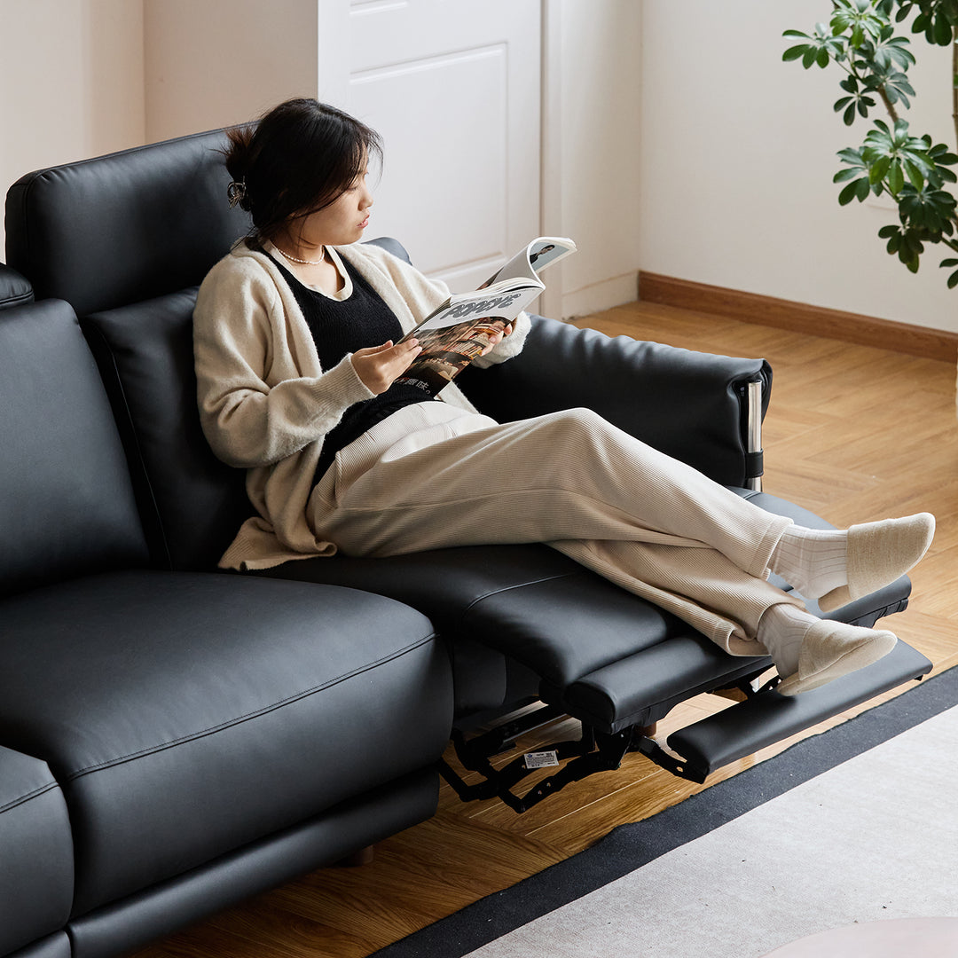 Minimalist Microfiber Leather electric recliner 2 seater sofa calmera primary product view.