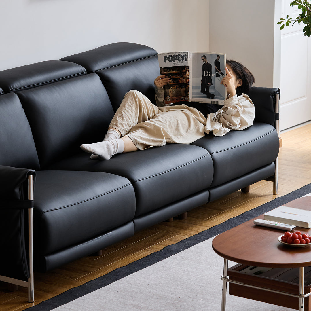 Minimalist Microfiber Leather electric recliner 3 seater sofa calmera environmental situation.