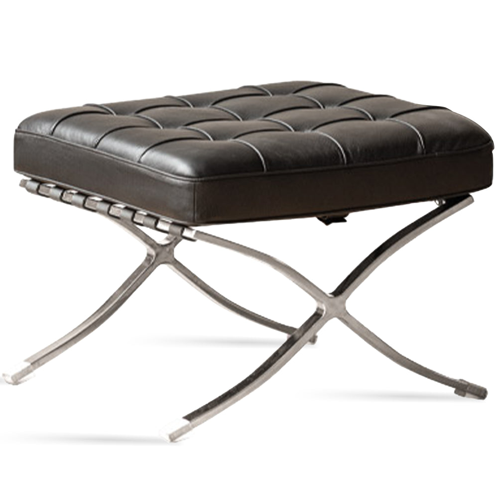 Vintage genuine leather ottoman barcelona in white background.